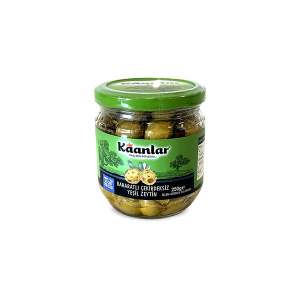 Dosteli Kaanlar Baharatli Cekirdeksiz Yesil Zeytin 250g