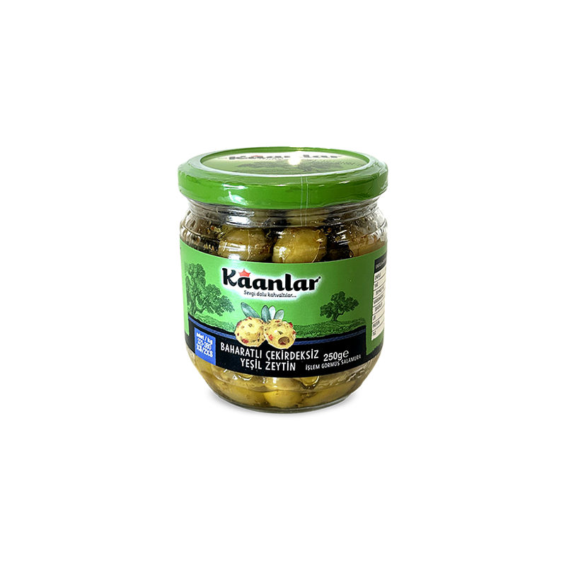 Dosteli Kaanlar Baharatli Cekirdeksiz Yesil Zeytin 250g