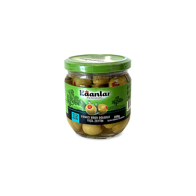 Dosteli Kaanlar Kirmizi Biber Dolgulu Yesil Zeytin 200g