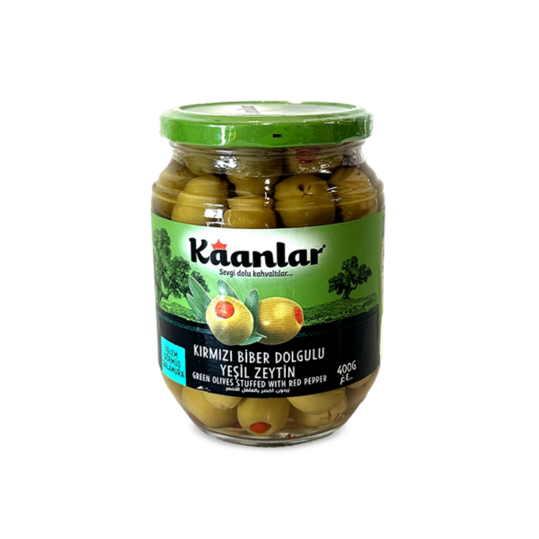 Dosteli Kaanlar Kirmizi Biber Dolgulu Yesil Zeytin 400g
